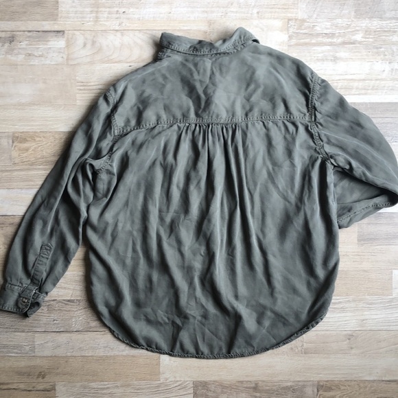 Lucky Brand Womens Button Up Long Sleeve Shirt Green Size Large Casual - Picture 7 of 8